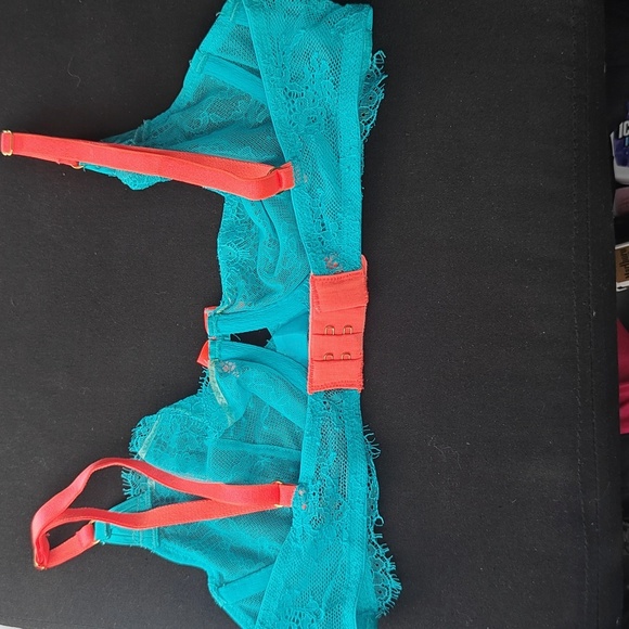 34B VS Very Sexy Unlined Demi Lace Underwire Bra teal and orange - Picture 4 of 4